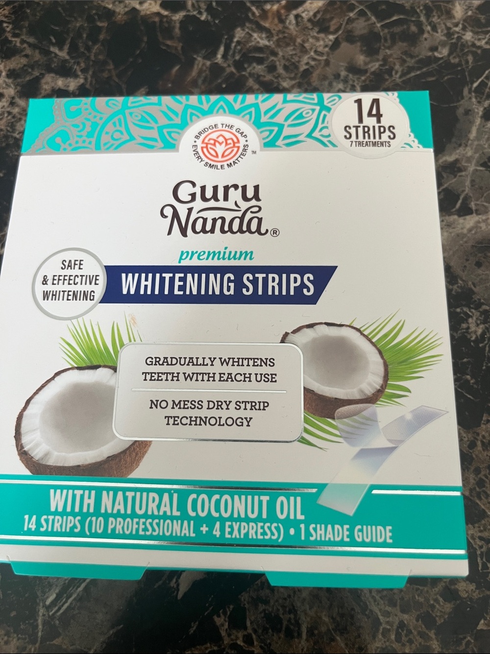 Premium Whitening Strips with Natural Coconut Oil - White/Teal